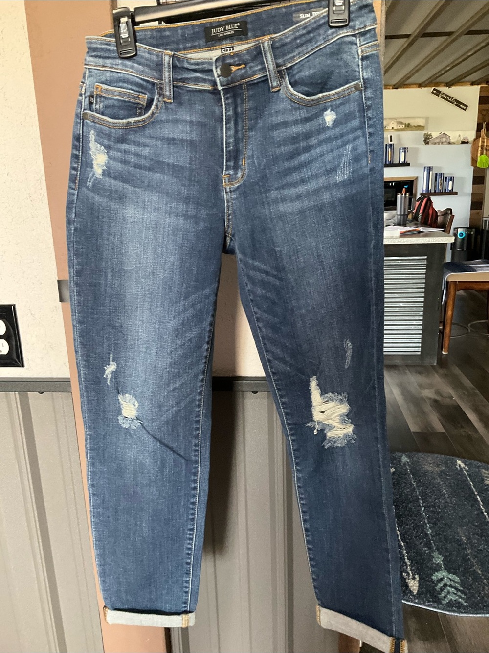 Judy Blue Women's Distressed Skinny Jeans in Medium Blue Wash